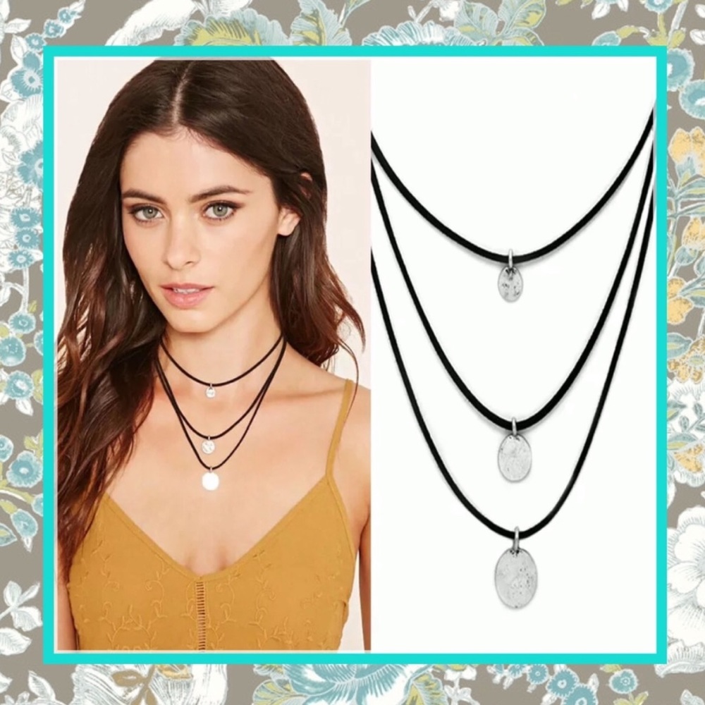 🌺BOHO CHIC COIN LAYER NECKLACE BLACK GYPSY HIPPIE